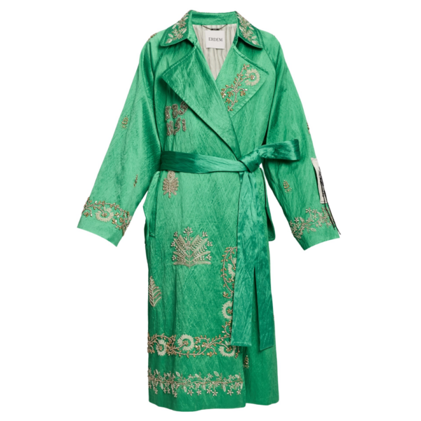 Erdem Embellished Textured Satin Trench Coat - Coats - British Romantic Luxury at Coveti