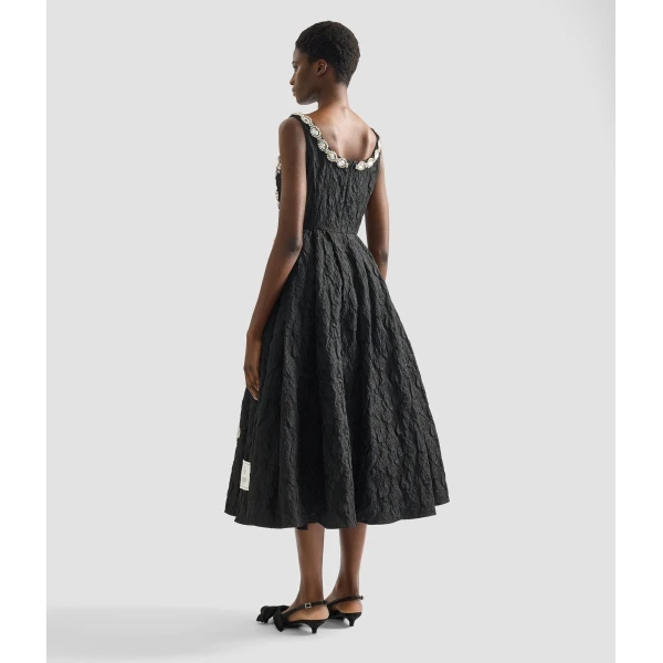 Erdem Embroidered Cloque Jacquard Sleeveless Midi Dress - Dresses - British Romantic Luxury at Coveti