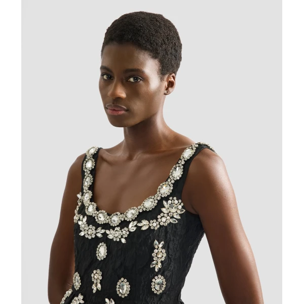 Erdem Embroidered Cloque Jacquard Sleeveless Midi Dress - Dresses - British Romantic Luxury at Coveti