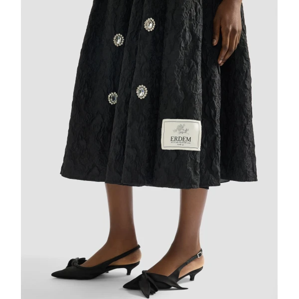 Erdem Embroidered Cloque Jacquard Sleeveless Midi Dress - Dresses - British Romantic Luxury at Coveti
