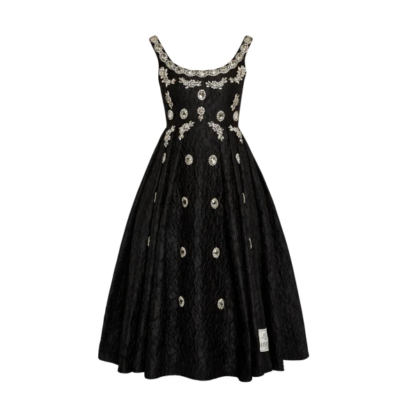 Erdem Embroidered Cloque Jacquard Sleeveless Midi Dress - Dresses - British Romantic Luxury at Coveti