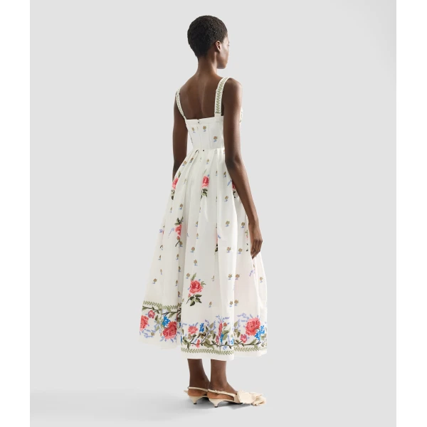 Erdem Embroidered Cotton Faille Sleeveless Midi Dress - Dresses - British Romantic Luxury at Coveti