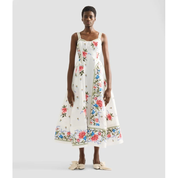 Erdem Embroidered Cotton Faille Sleeveless Midi Dress - Dresses - British Romantic Luxury at Coveti