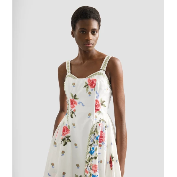 Erdem Embroidered Cotton Faille Sleeveless Midi Dress - Dresses - British Romantic Luxury at Coveti