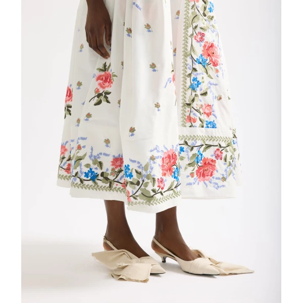 Erdem Embroidered Cotton Faille Sleeveless Midi Dress - Dresses - British Romantic Luxury at Coveti