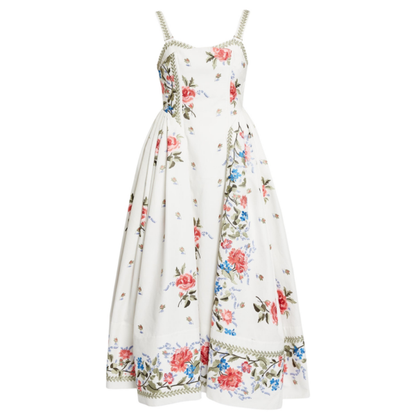 Erdem Embroidered Cotton Faille Sleeveless Midi Dress - Dresses - British Romantic Luxury at Coveti