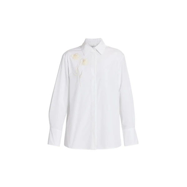 Erdem Embroidered Cotton Poplin Long Sleeve Shirt - Tops - British Romantic Luxury at Coveti