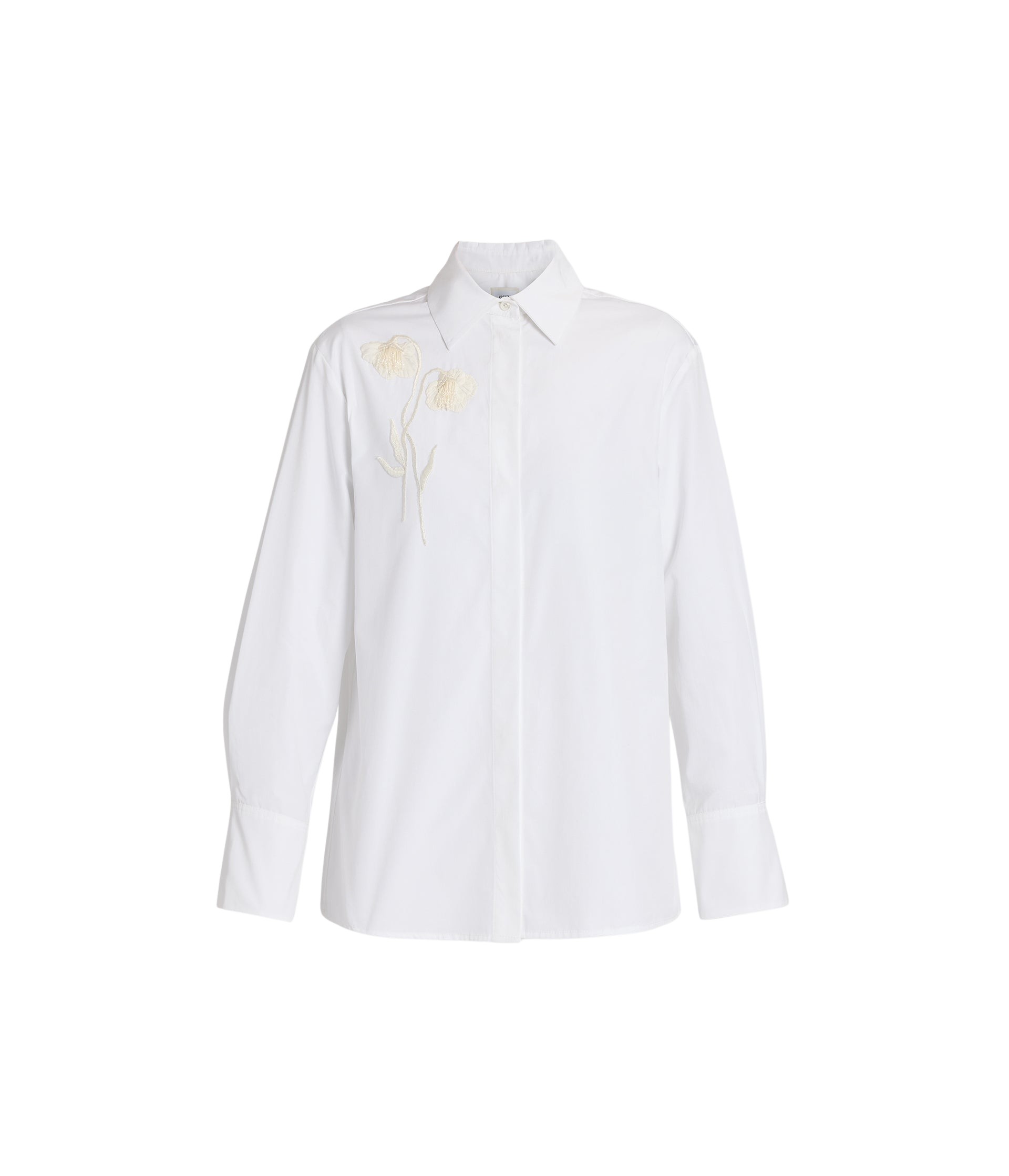 Erdem Embroidered Cotton Poplin Long Sleeve Shirt