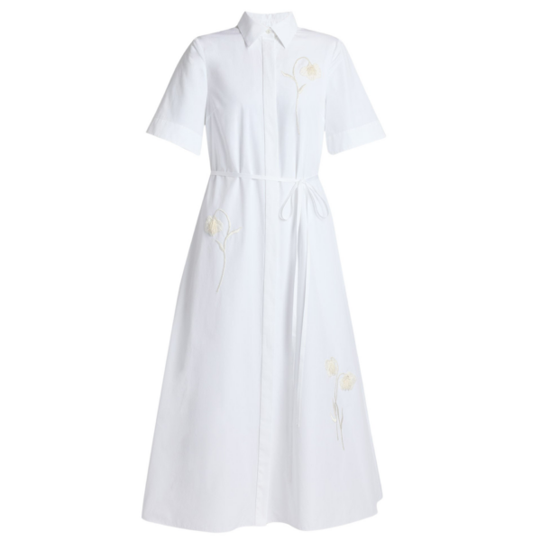 Erdem Embroidered Cotton Poplin Midi Shirt Dress - Dresses - British Romantic Luxury at Coveti
