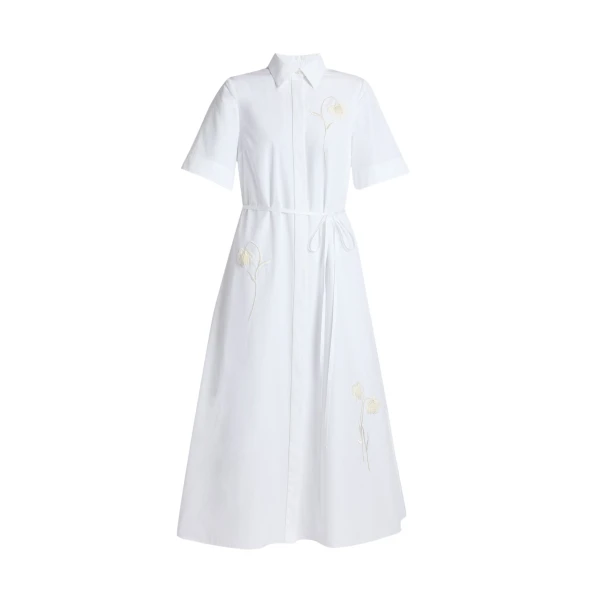 Erdem Embroidered Cotton Poplin Midi Shirt Dress - Dresses - British Romantic Luxury at Coveti