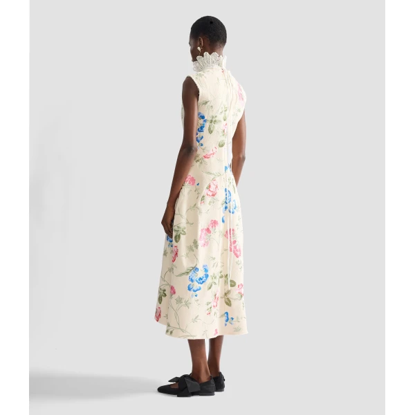 Erdem Embroidered Cotton Twill Hourglass Midi Dress - Dresses - British Romantic Luxury at Coveti