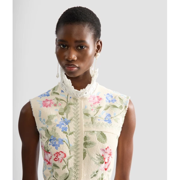 Erdem Embroidered Cotton Twill Hourglass Midi Dress - Dresses - British Romantic Luxury at Coveti