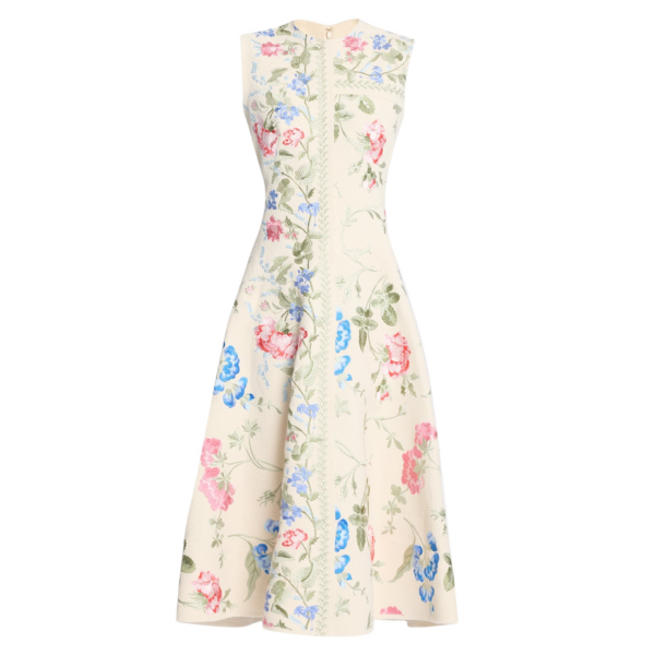 Erdem Embroidered Cotton Twill Hourglass Midi Dress - Dresses - British Romantic Luxury at Coveti