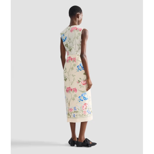 Erdem Embroidered Cotton Twill Pencil Midi Dress - Dresses - British Romantic Luxury at Coveti