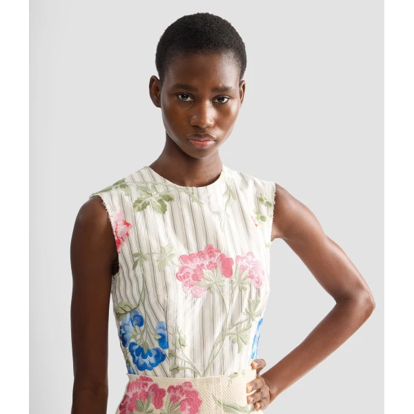 Erdem Embroidered Cotton Twill Pencil Midi Dress - Dresses - British Romantic Luxury at Coveti