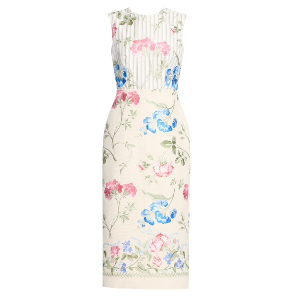 Erdem Embroidered Cotton Twill Pencil Midi Dress - Dresses - British Romantic Luxury at Coveti