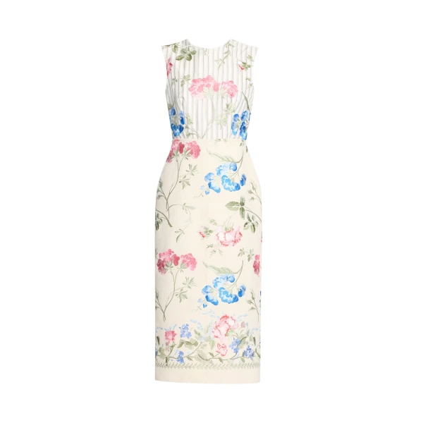 Erdem Embroidered Cotton Twill Pencil Midi Dress - Dresses - British Romantic Luxury at Coveti