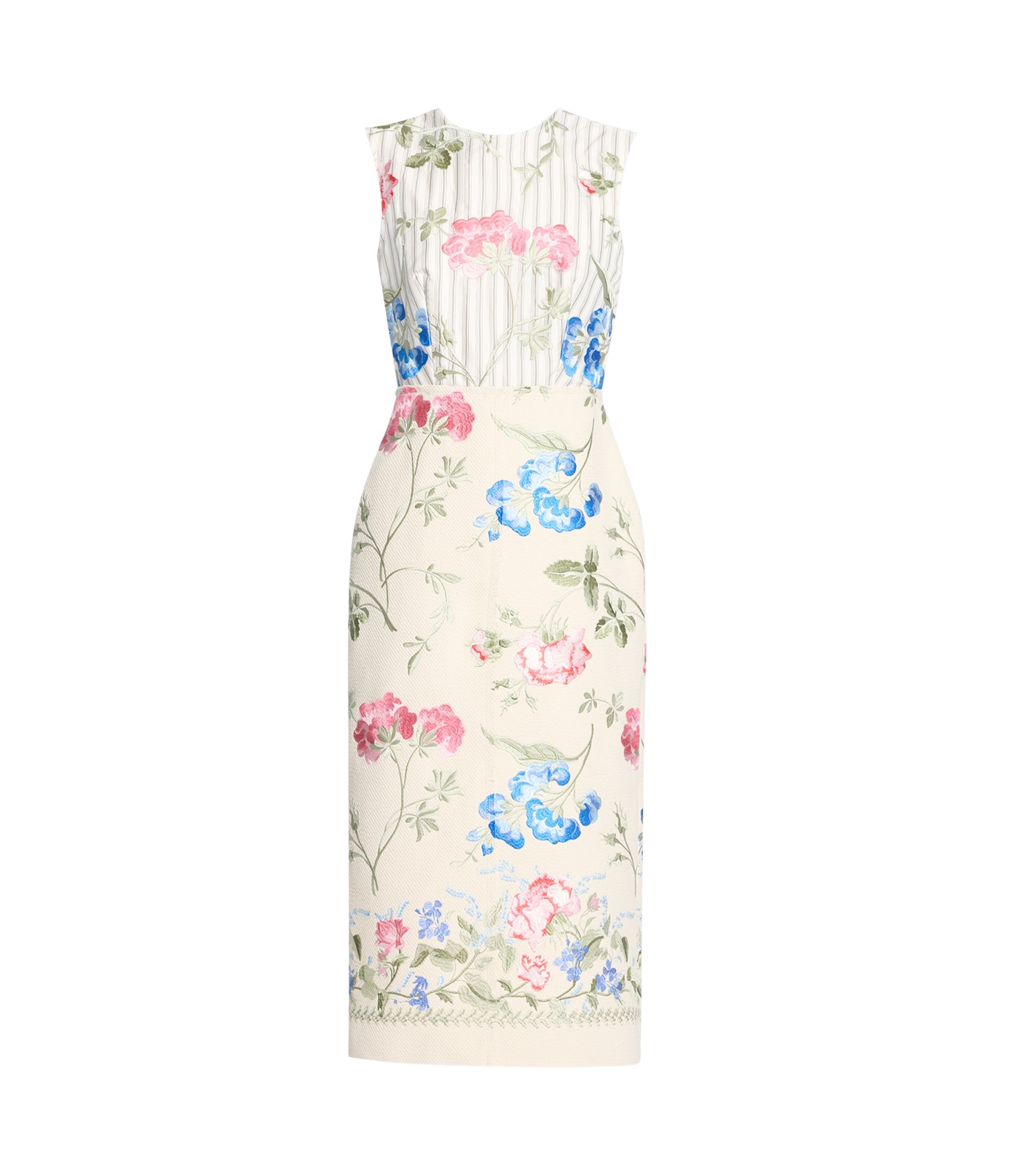 Erdem Embroidered Cotton Twill Pencil Midi Dress