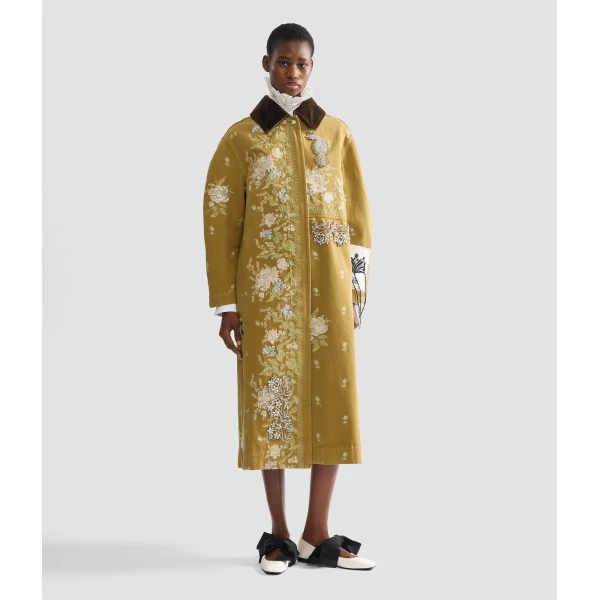 Erdem Embroidered Denim Coat - Coats - British Romantic Luxury at Coveti