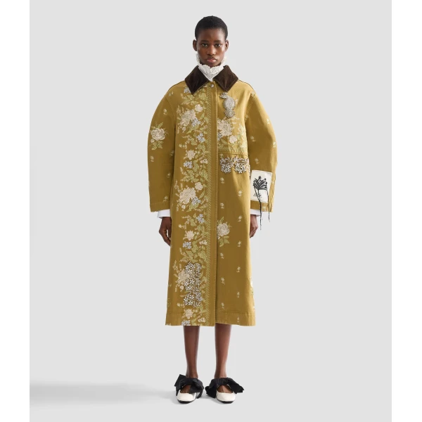 Erdem Embroidered Denim Coat - Coats - British Romantic Luxury at Coveti