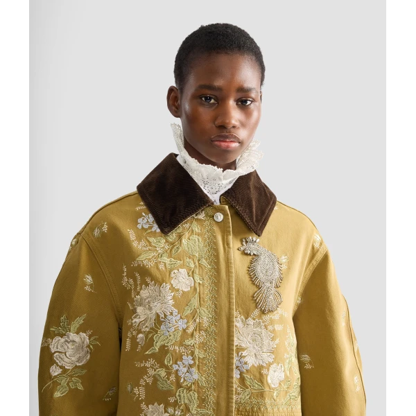 Erdem Embroidered Denim Coat - Coats - British Romantic Luxury at Coveti