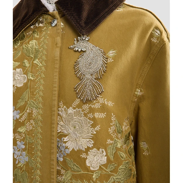 Erdem Embroidered Denim Coat - Coats - British Romantic Luxury at Coveti