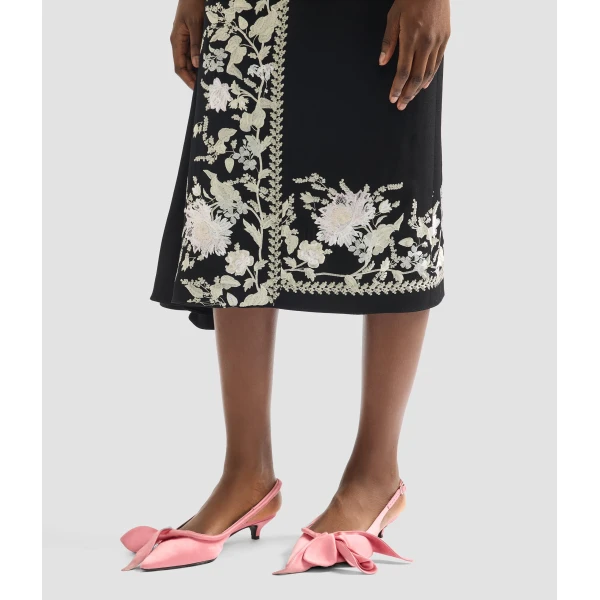 Erdem Embroidered Grain De Poudre Draped Midi Skirt - Skirts - British Romantic Luxury at Coveti