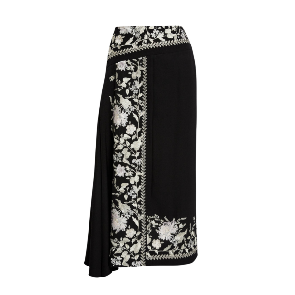 Erdem Embroidered Grain De Poudre Draped Midi Skirt - Skirts - British Romantic Luxury at Coveti