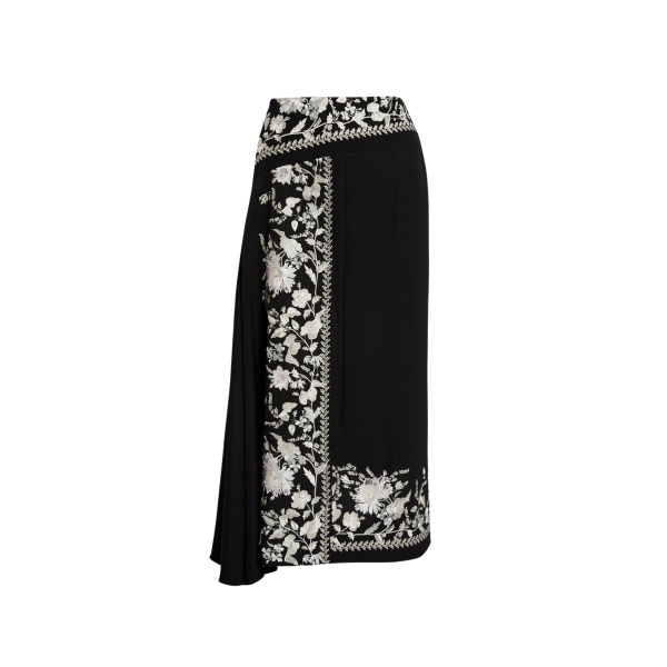 Erdem Embroidered Grain De Poudre Draped Midi Skirt - Skirts - British Romantic Luxury at Coveti