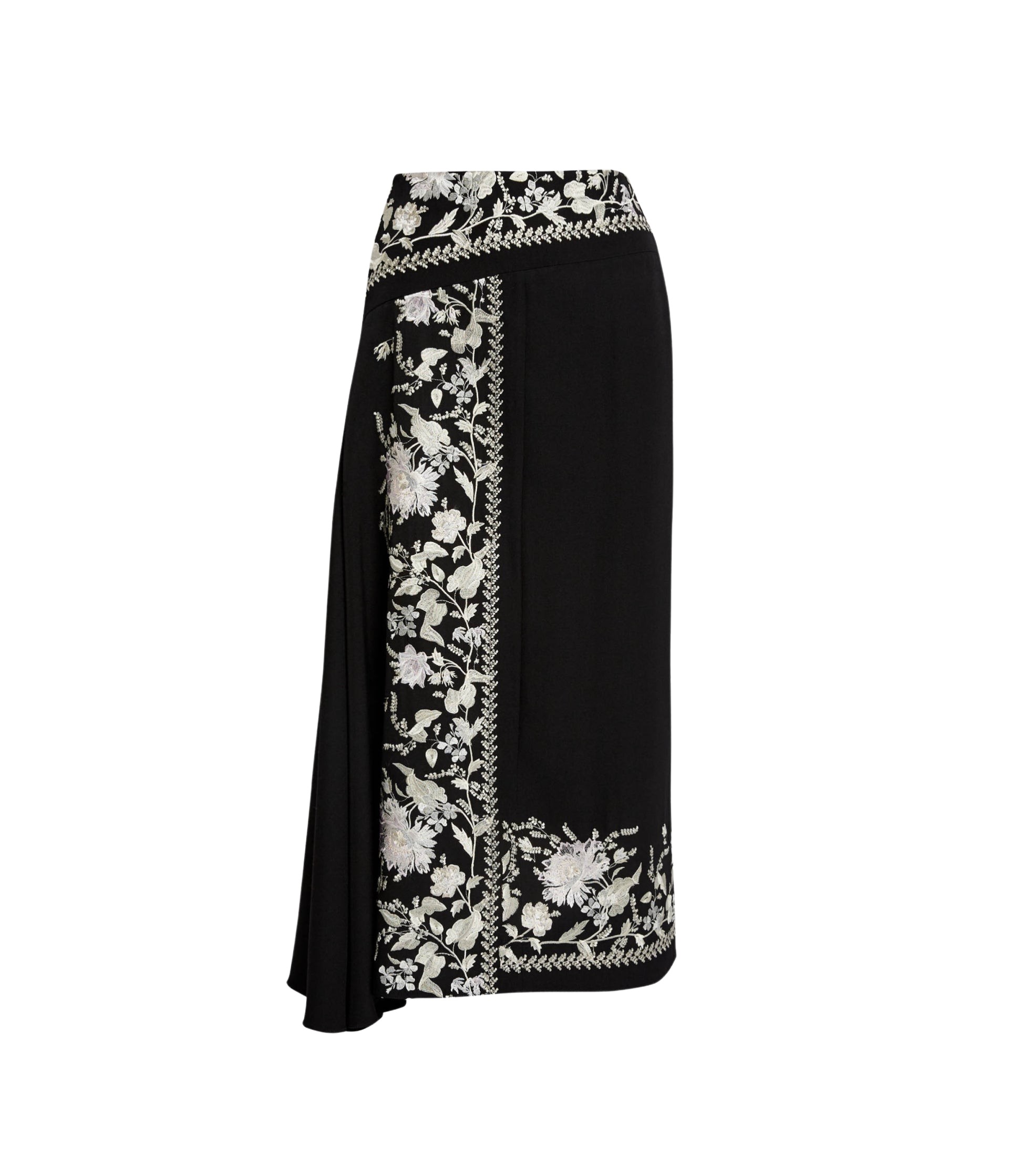 Erdem Embroidered Grain De Poudre Draped Midi Skirt - Skirts - British Romantic Luxury at Coveti