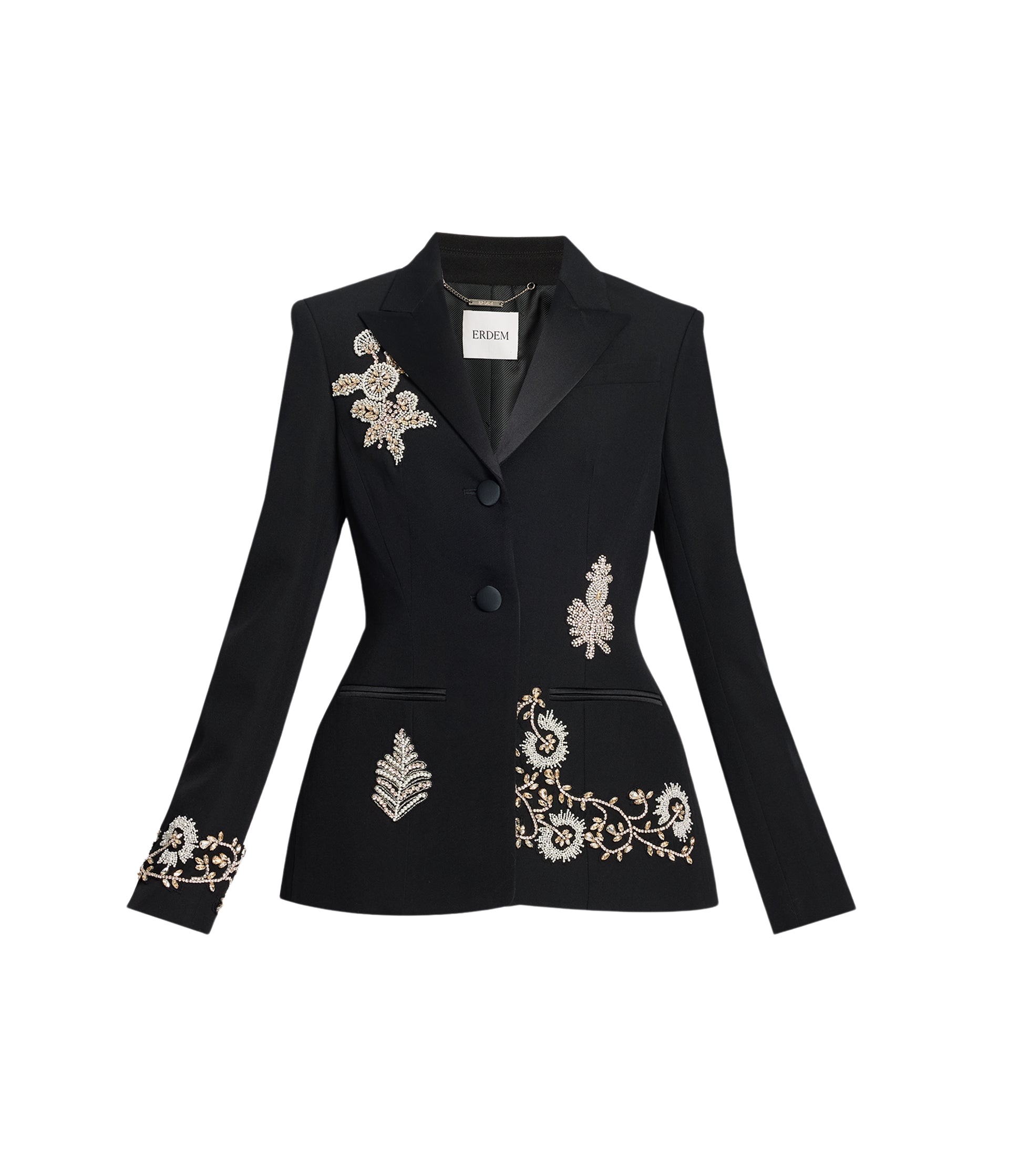 Erdem Embroidered Grain De Poudre Single Breasted Blazer