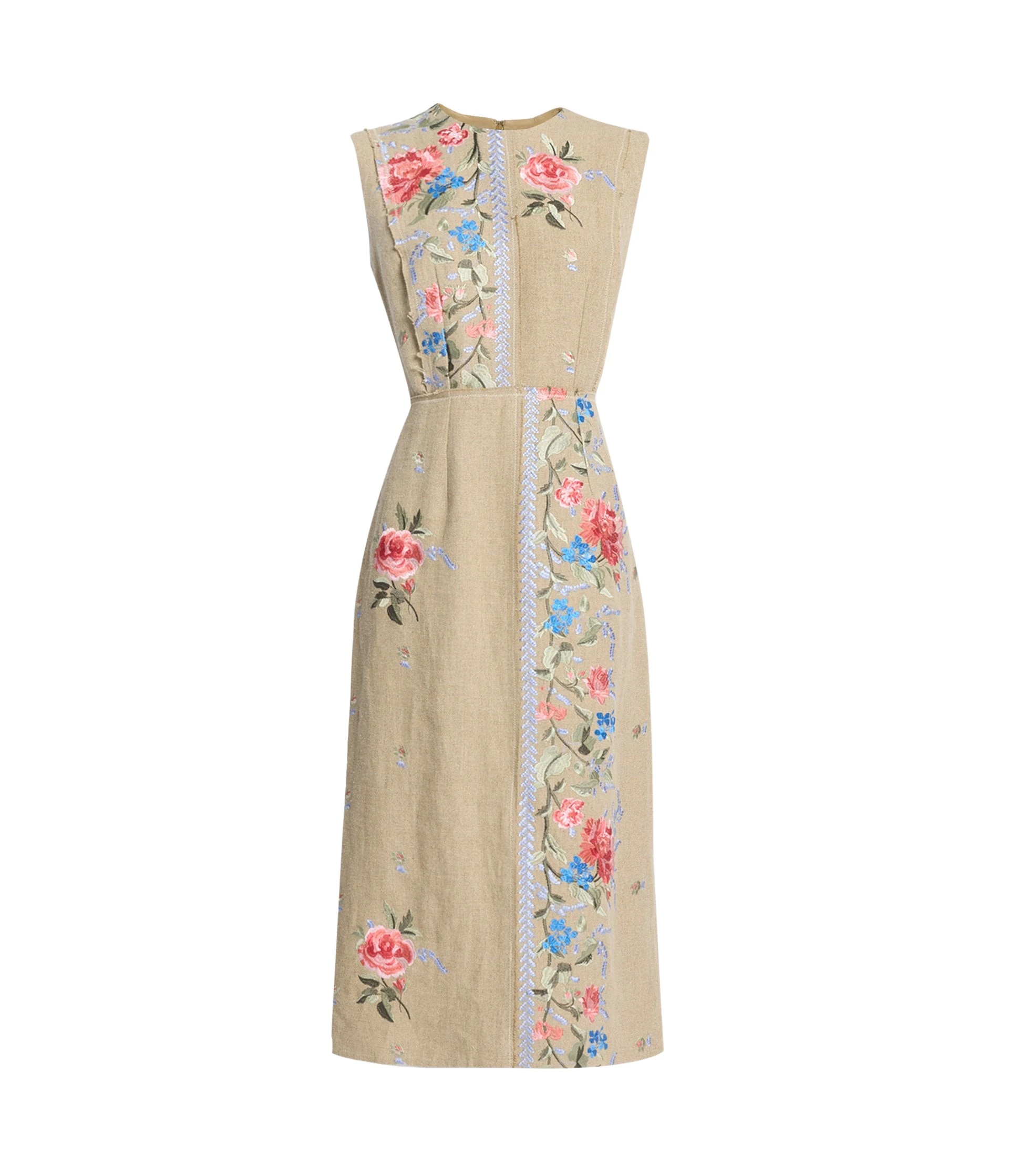 Erdem-Embroidered-Linen-Pencil-Dress-coveti74718_nobg Erdem Embroidered Linen Pencil Dress - Dresses - British Romantic Luxury at Coveti