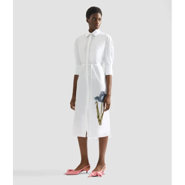 Erdem Embroidered Long Sleeve Shirt Dress - Dresses - British Romantic Luxury at Coveti