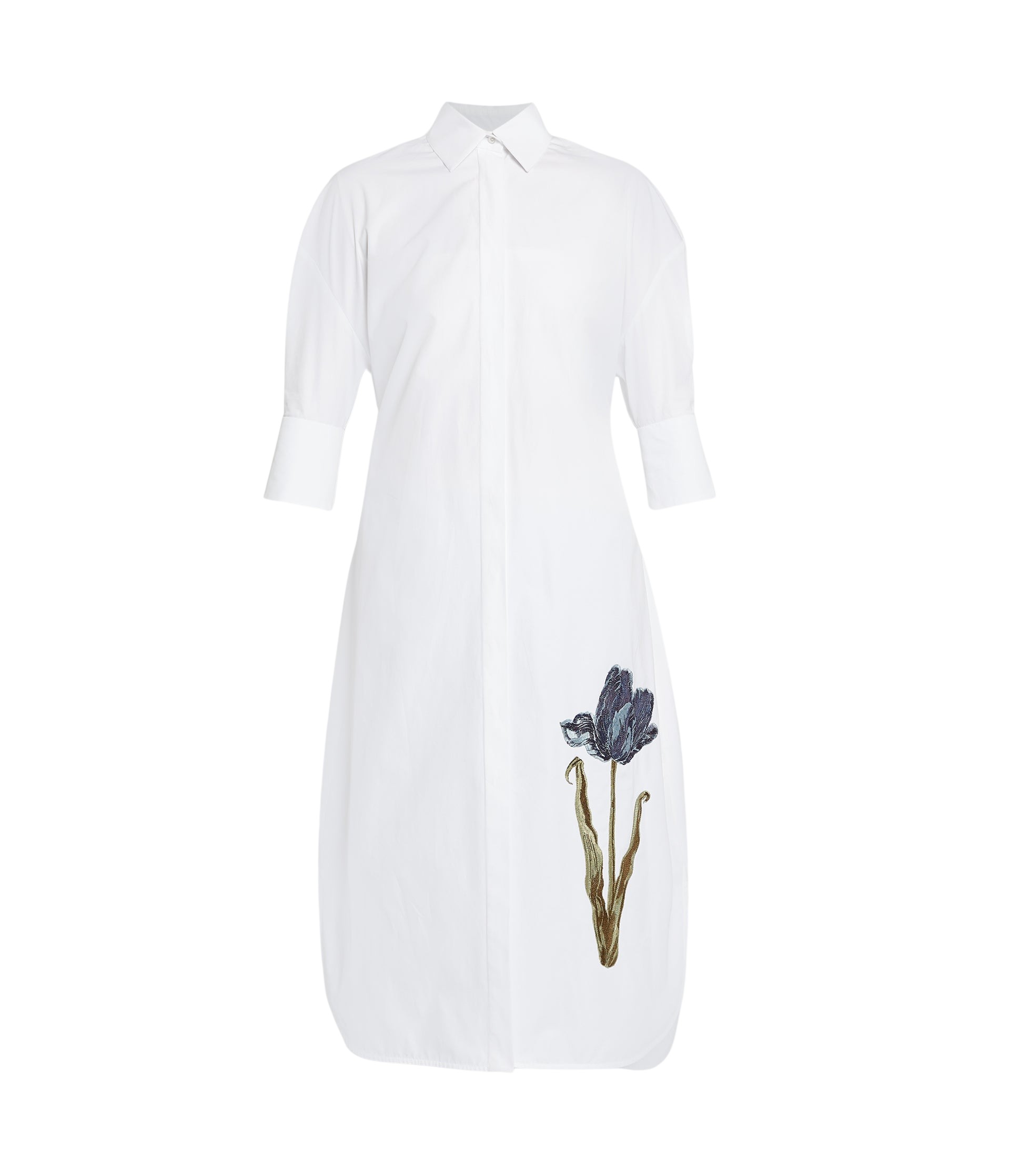 Erdem Embroidered Long Sleeve Shirt Dress
