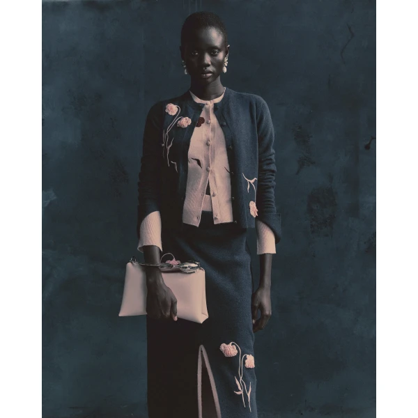 Erdem Embroidered Midi Pencil Knit Skirt, view 2