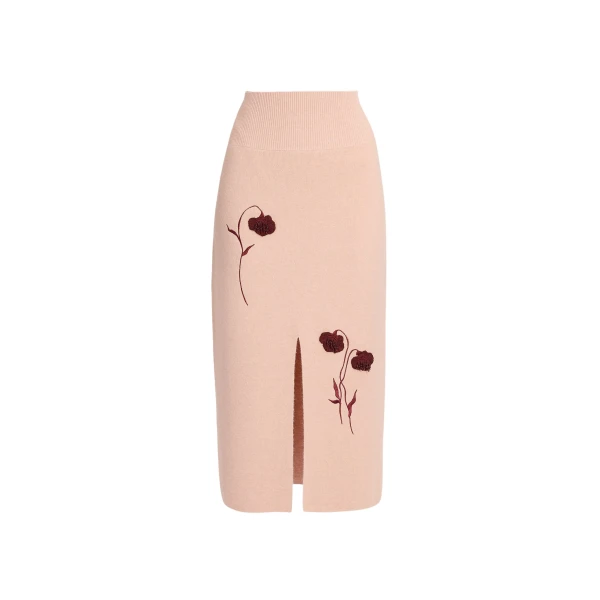 Erdem Embroidered Midi Pencil Knit Skirt - Skirts - British Romantic Luxury at Coveti