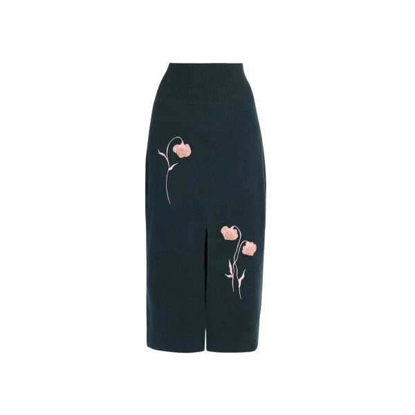 Erdem Embroidered Midi Pencil Knit Skirt - Skirts - British Romantic Luxury at Coveti