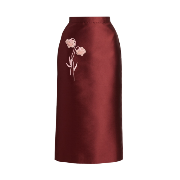 Erdem Embroidered Mikado Midi Pencil Skirt - Skirts - British Romantic Luxury at Coveti