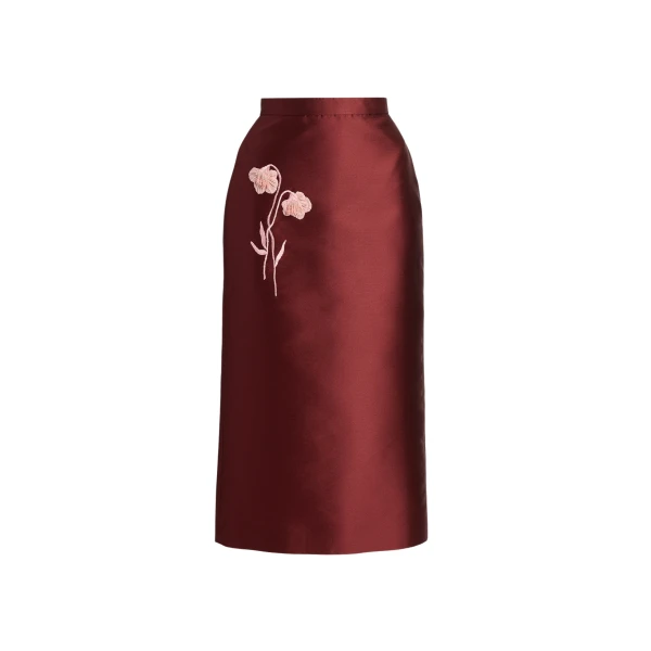 Erdem Embroidered Mikado Midi Pencil Skirt - Skirts - British Romantic Luxury at Coveti