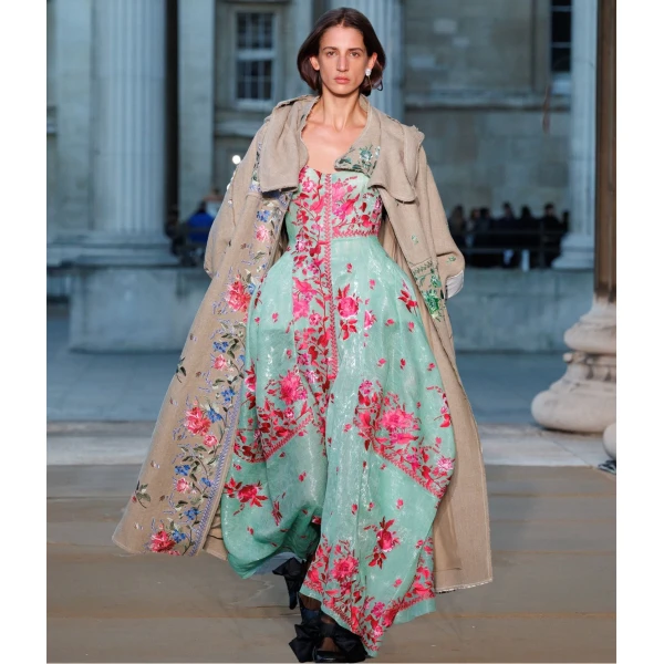 Erdem Embroidered Organza Draped Midi Dress - Dresses - British Romantic Luxury at Coveti