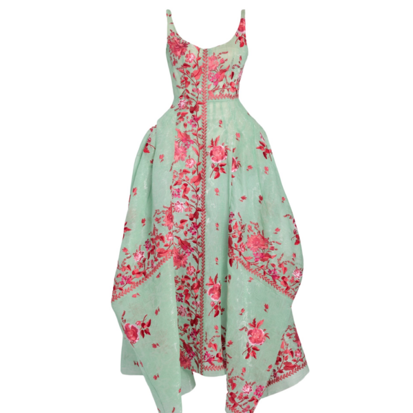 Erdem Embroidered Organza Draped Midi Dress - Dresses - British Romantic Luxury at Coveti