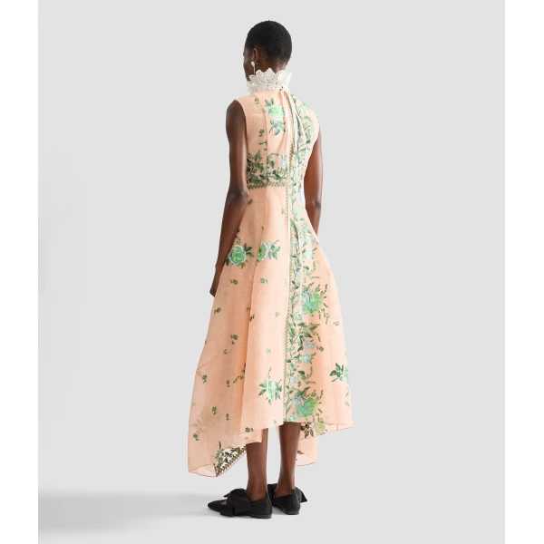 Erdem Embroidered Organza Draped Midi Dress - Dresses - British Romantic Luxury at Coveti
