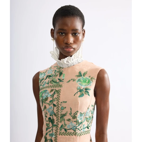 Erdem Embroidered Organza Draped Midi Dress - Dresses - British Romantic Luxury at Coveti