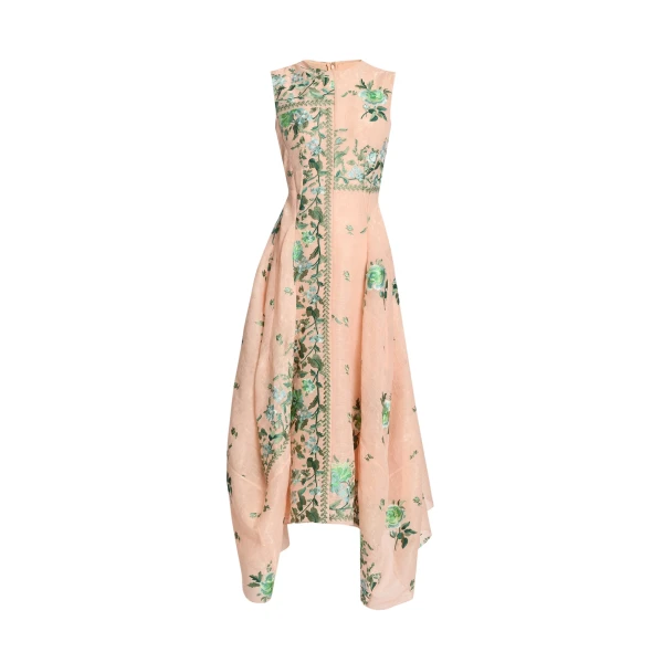 Erdem Embroidered Organza Draped Midi Dress - Dresses - British Romantic Luxury at Coveti