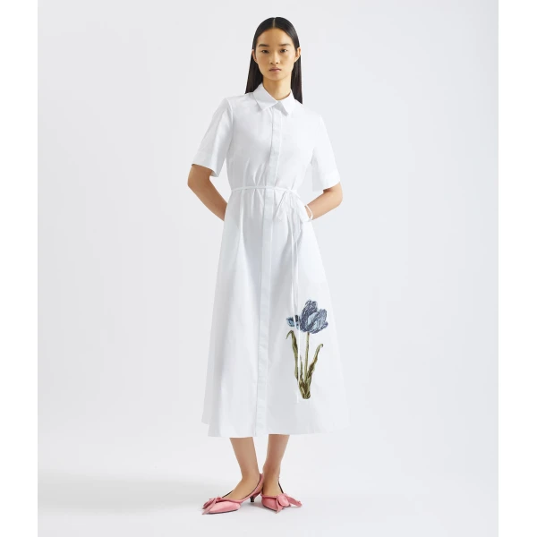 Erdem Embroidered Short Sleeve Shirt Dress - Dresses - British Romantic Luxury at Coveti