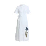Erdem Embroidered Short Sleeve Shirt Dress - Dresses - British Romantic Luxury at Coveti