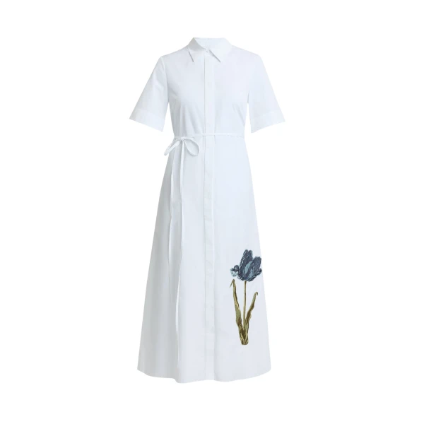 Erdem Embroidered Short Sleeve Shirt Dress - Dresses - British Romantic Luxury at Coveti