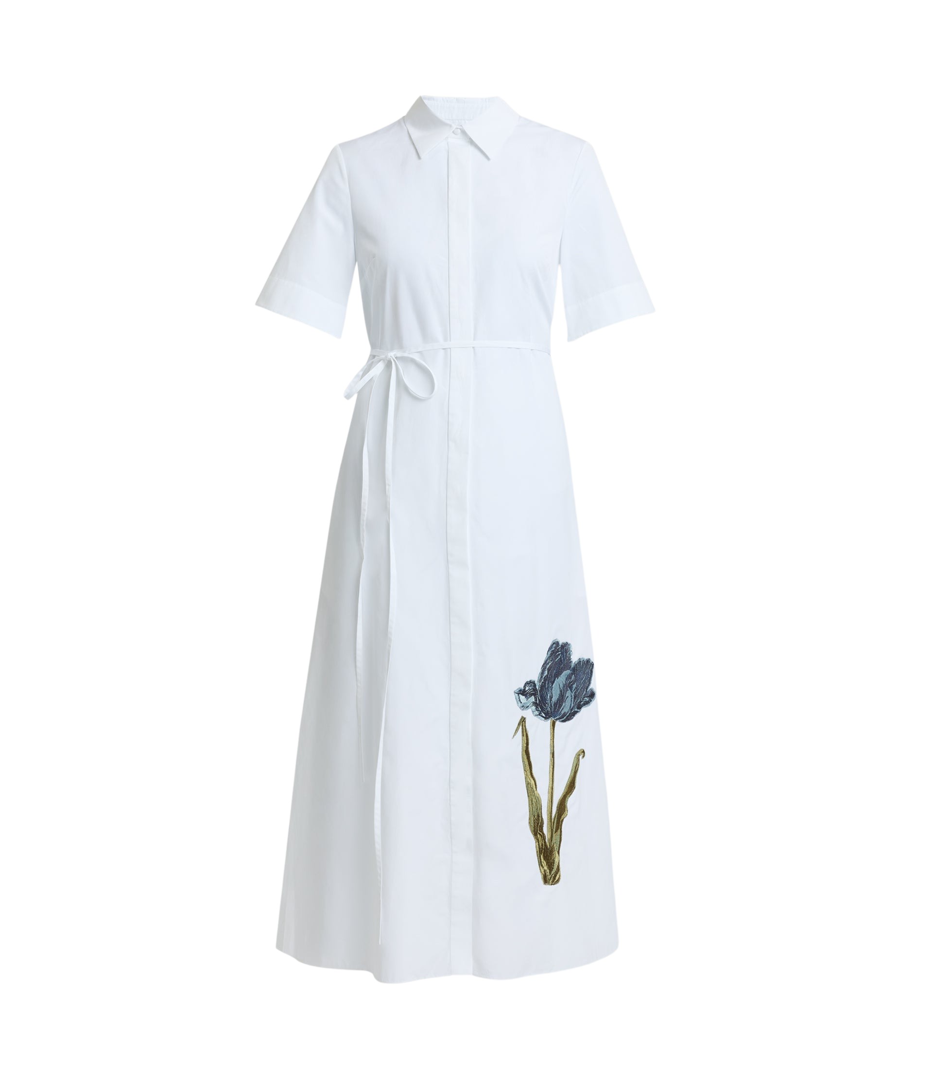 Erdem Embroidered Short Sleeve Shirt Dress