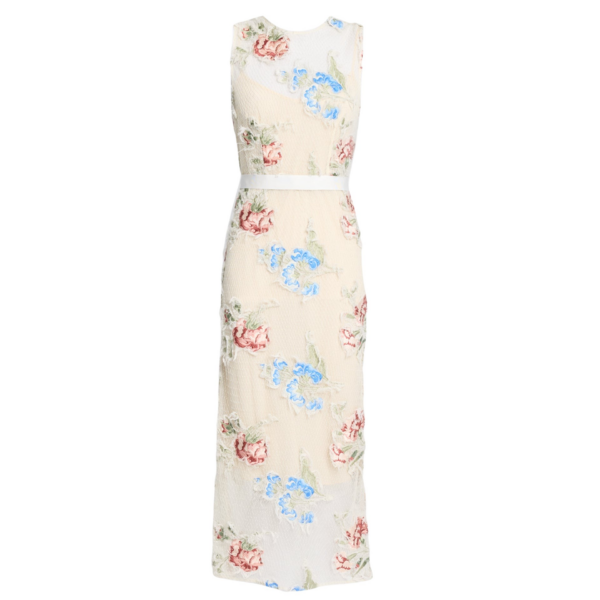 Erdem Embroidered Shredded Mesh Pencil Midi Dress - Dresses - British Romantic Luxury at Coveti