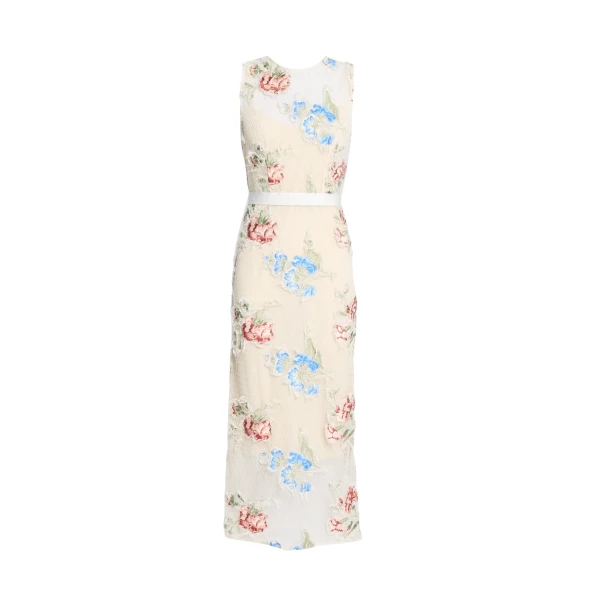 Erdem Embroidered Shredded Mesh Pencil Midi Dress - Dresses - British Romantic Luxury at Coveti
